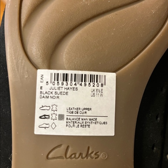 NWT/NIB Black Suede Perforated Loafers by Clarks - Picture 6 of 8